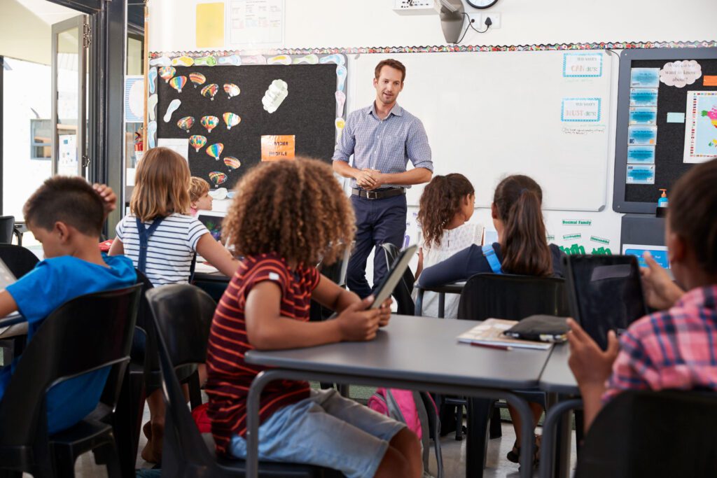 A teacher with his class.