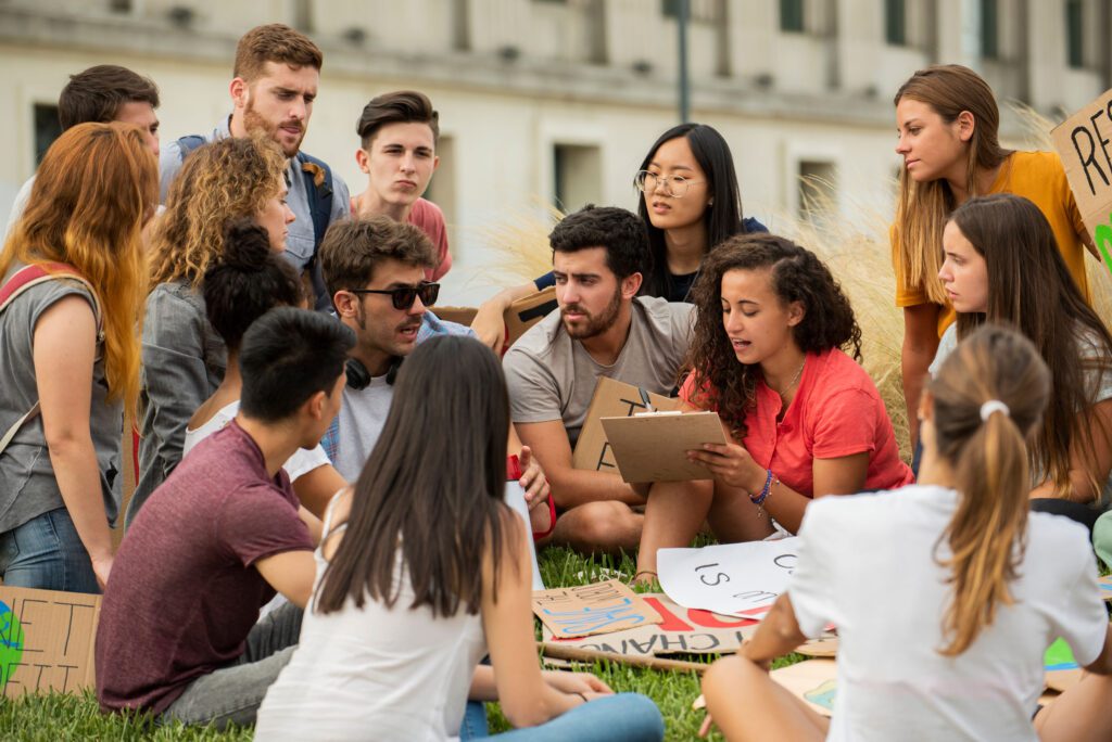 Young people discussing.