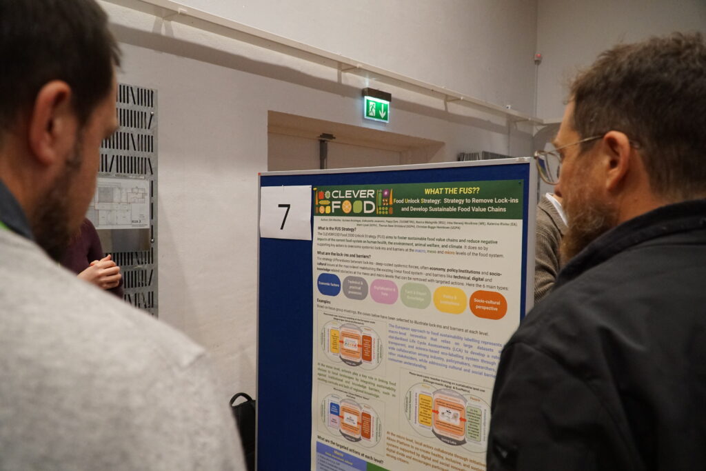 Participants in front of a poster at the FOOD2030 Networks Conference.